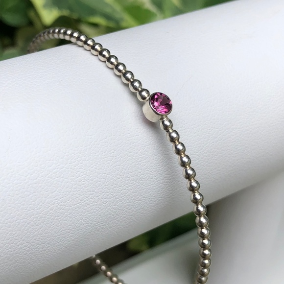 Dainty Garnet and Silver Bracelet - Picture 2 of 10